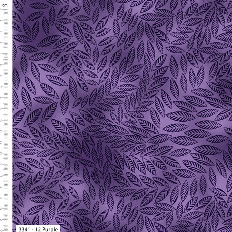100% Cotton Textured Leaf Fabric Purple