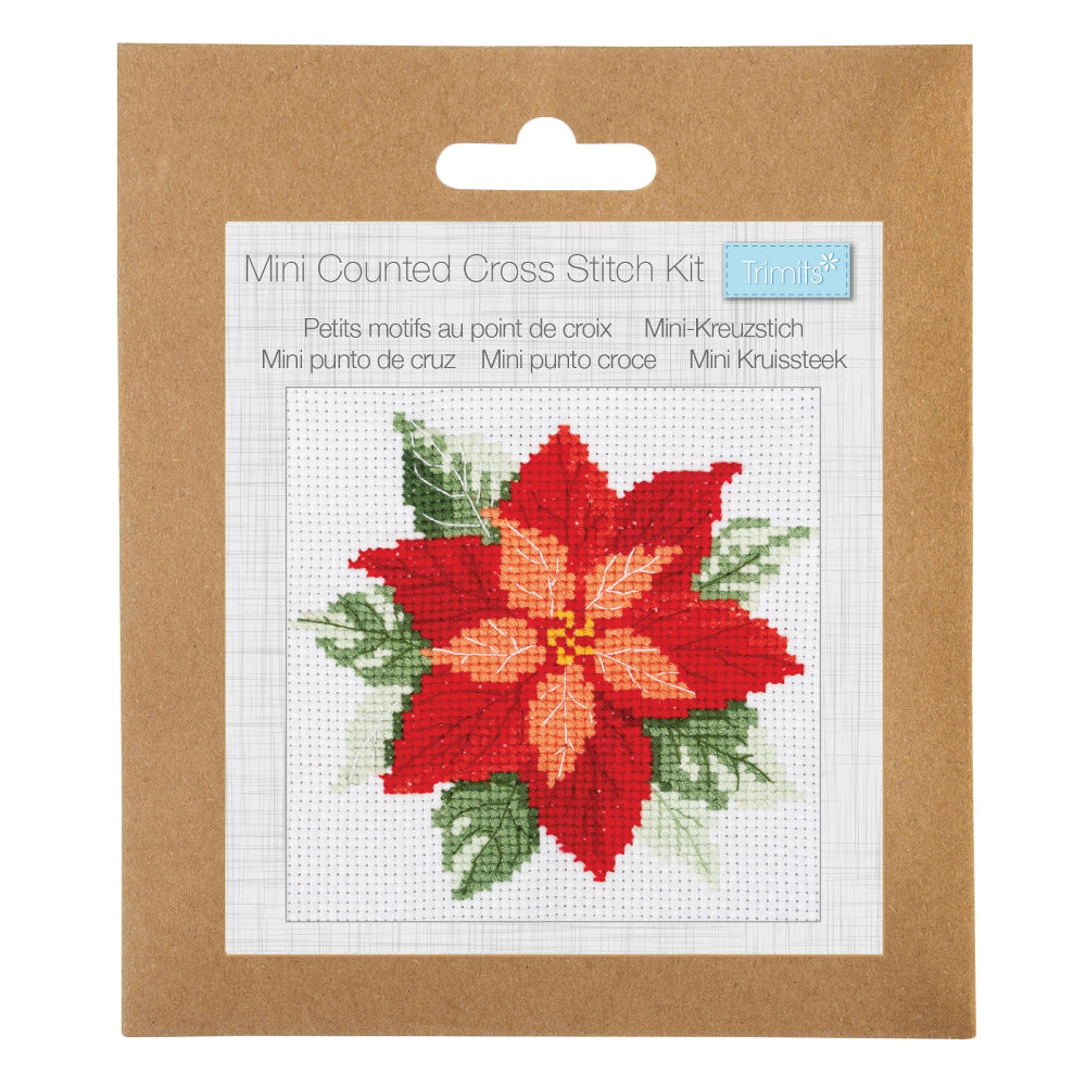 Trimits Counted Cross Stitch Mini Kit Poinsettia
