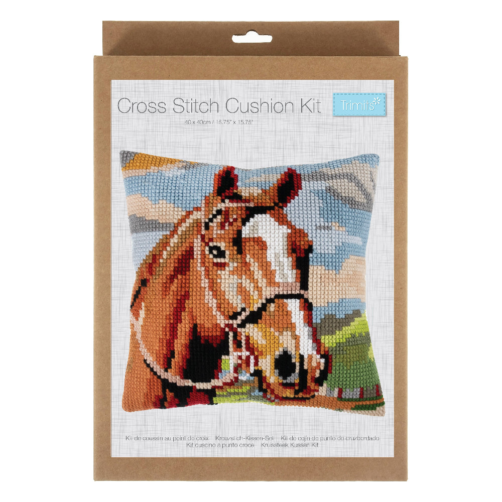 Trimits Cross Stitch Cushion Kit Brown Horse
