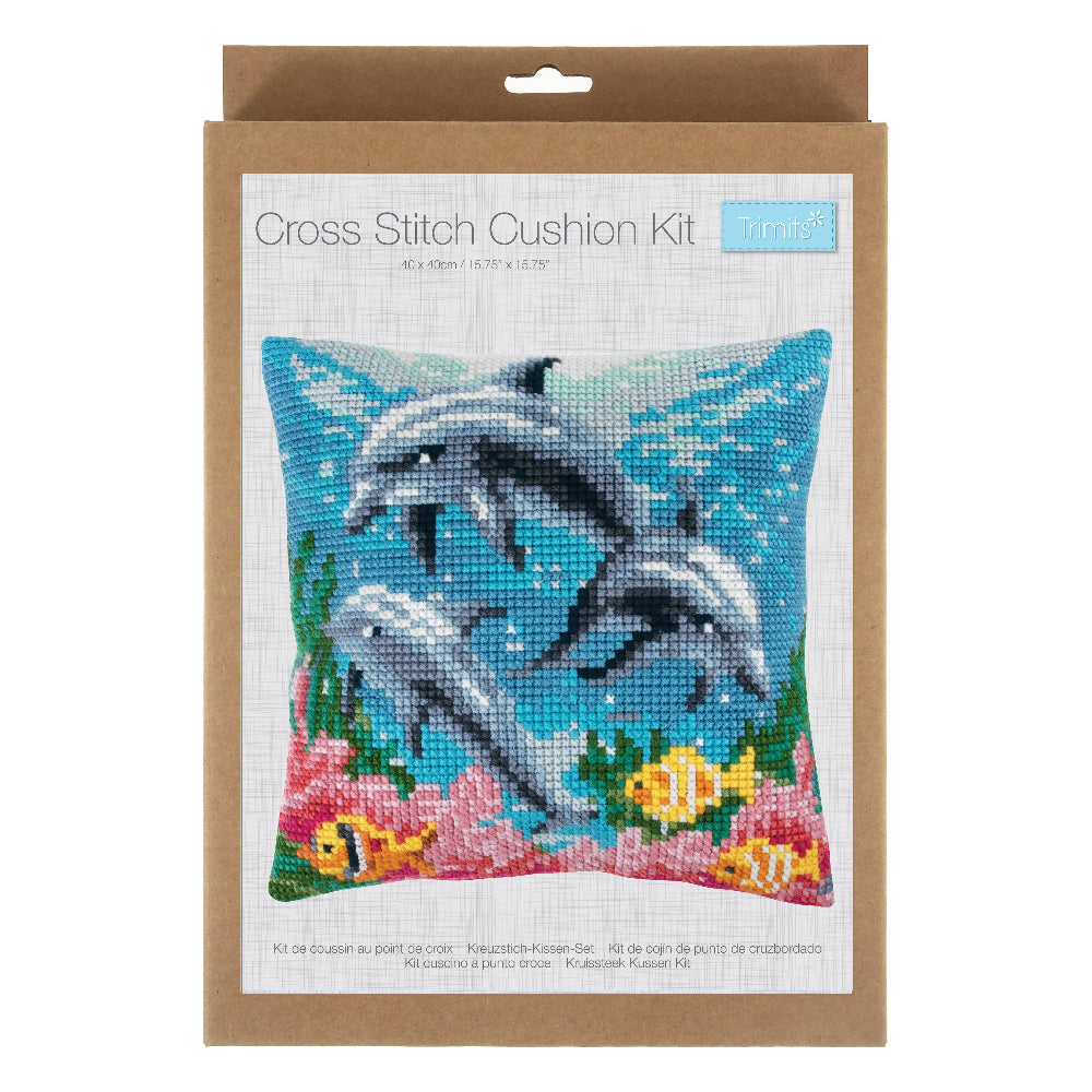 Trimits Cross Stitch Cushion Kit Dolphins