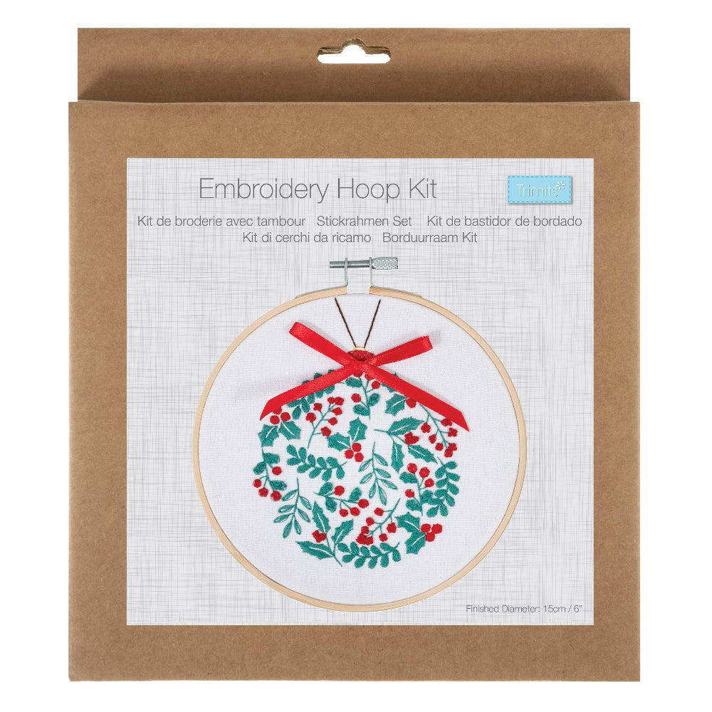 Trimits Embroidery Hoop Kit Holly Berry Bauble