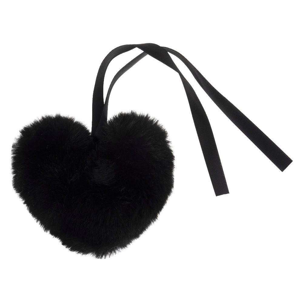 Trimits Faux Fur Heart Pom Pom Black