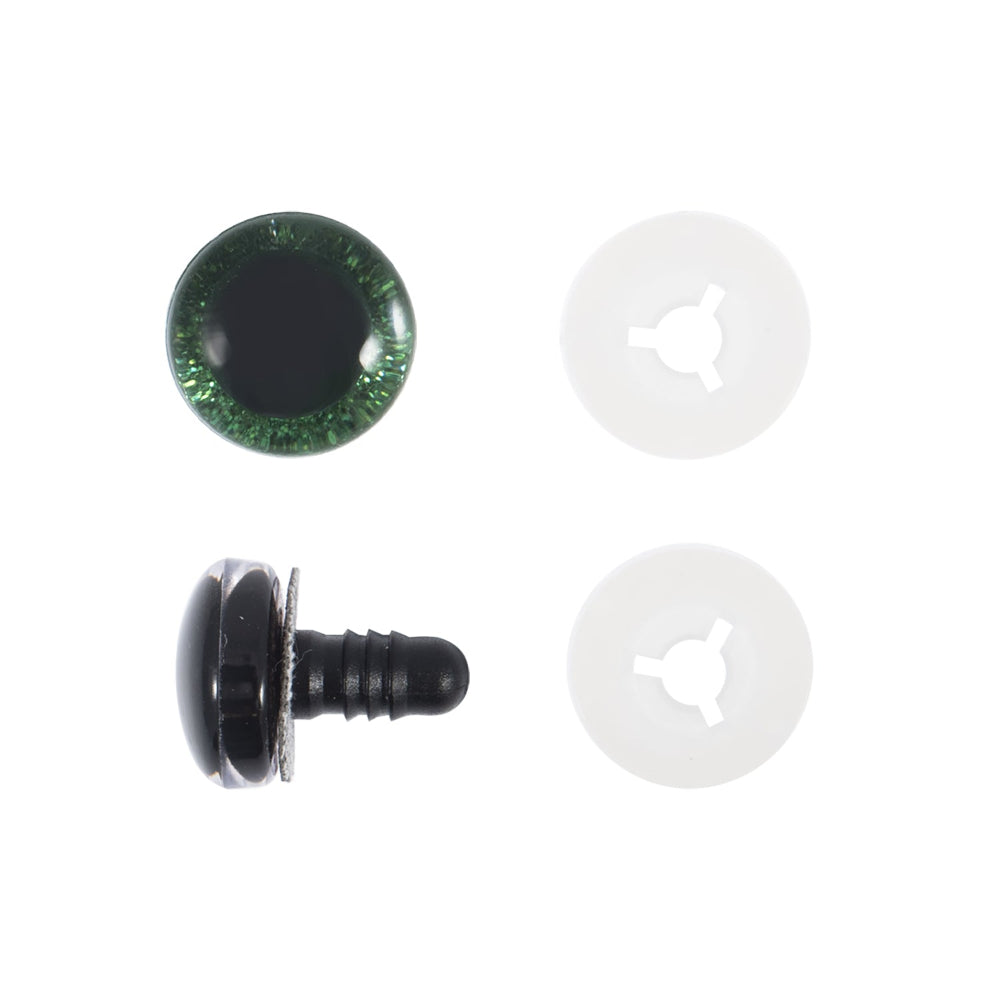 Trimits Glitter Safety Eyes Green 14 mm