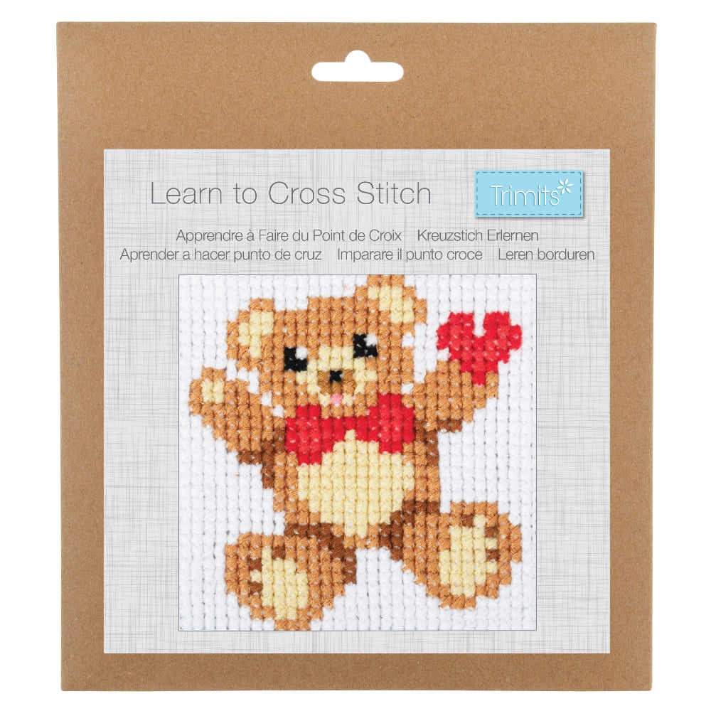 Trimits Learn to Cross Stitch Kit Teddy Bear