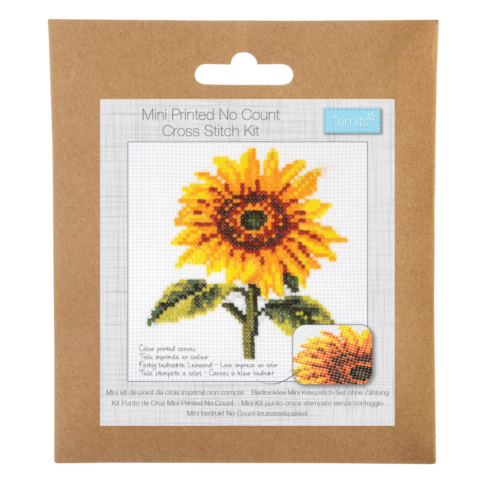 Trimits Mini Sunflower Printed Cross Stitch Kit
