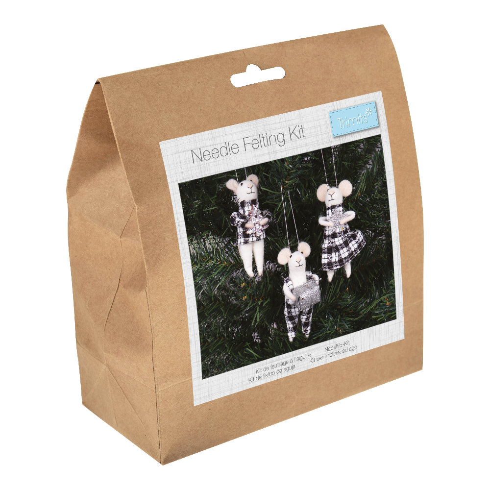 Trimits Needle Felting Kit Sparkle Tartan Mice