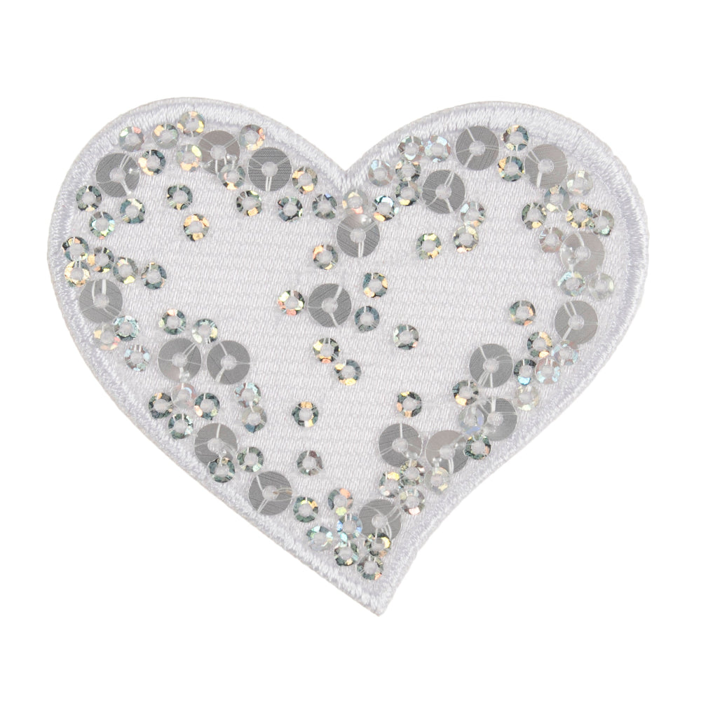 trimits white sequin heart motif