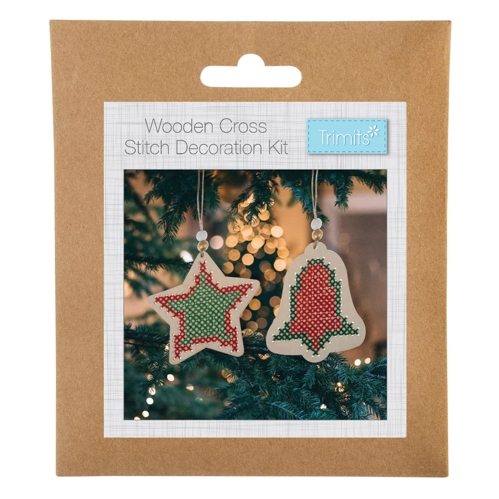 Trimits Wooden Cross Stitch Kit Bell & Star
