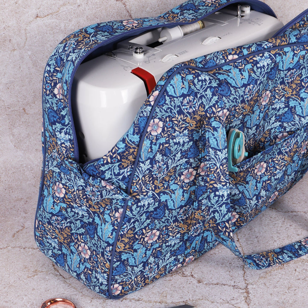 Woodblocl Floral Sewing Machine Bag Pockets
