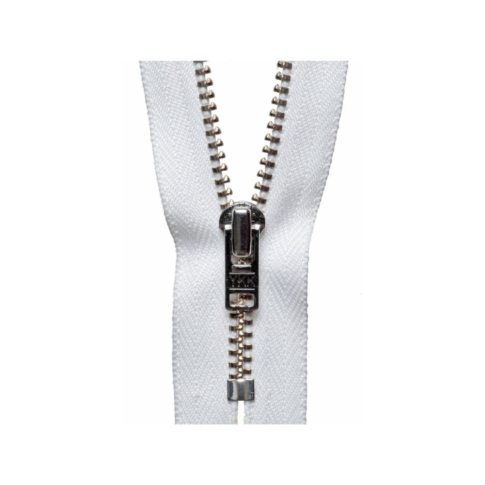 YKK Metal Trouser Zip 15 cm White