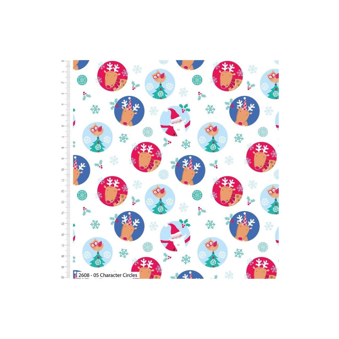 100% Cotton Santa & Reindeer Christmas Fabric