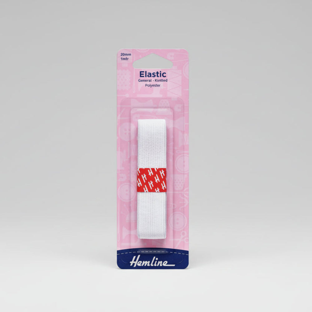 Hemline Haberdashery White Hemline Elastic 20 mm
