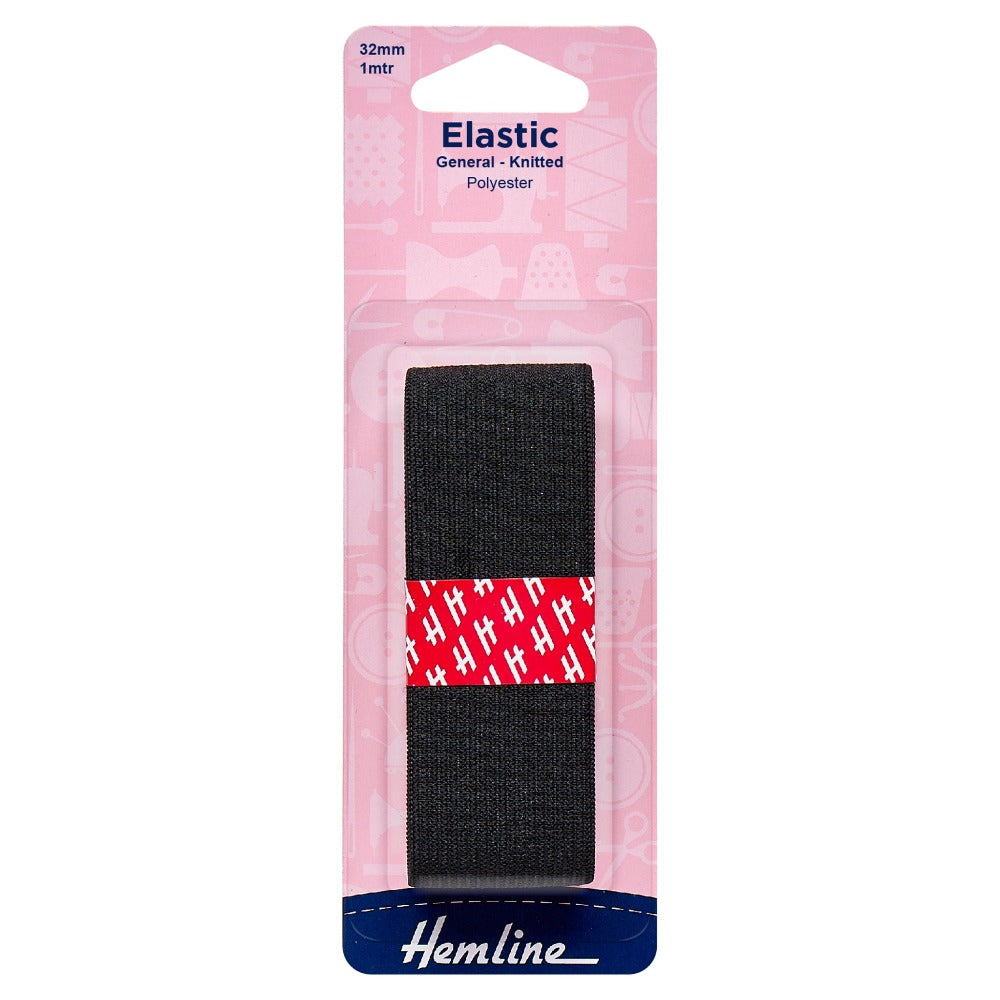 Hemline Elastic Black 32 mm