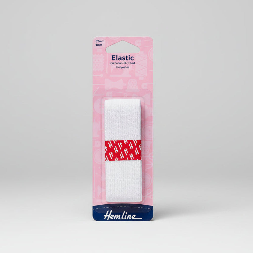 Hemline White Elastic 32 mm