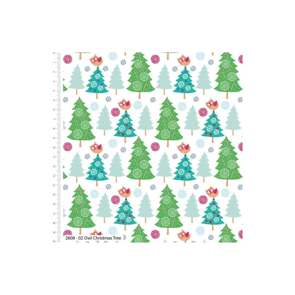 Owl Christmas Tree Christmas Fabric