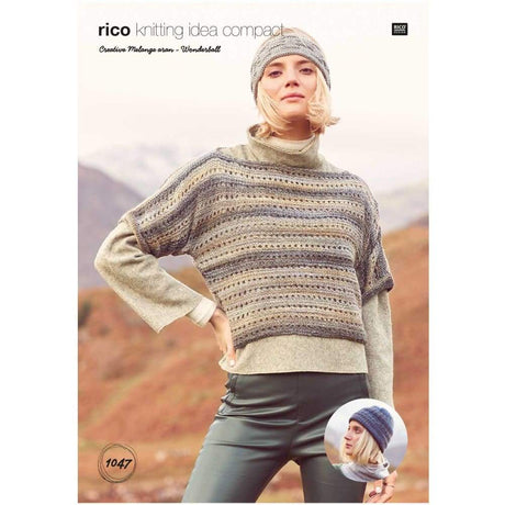 Rico Patterns Rico Aran Sweater and Hat Knitting Pattern 1047