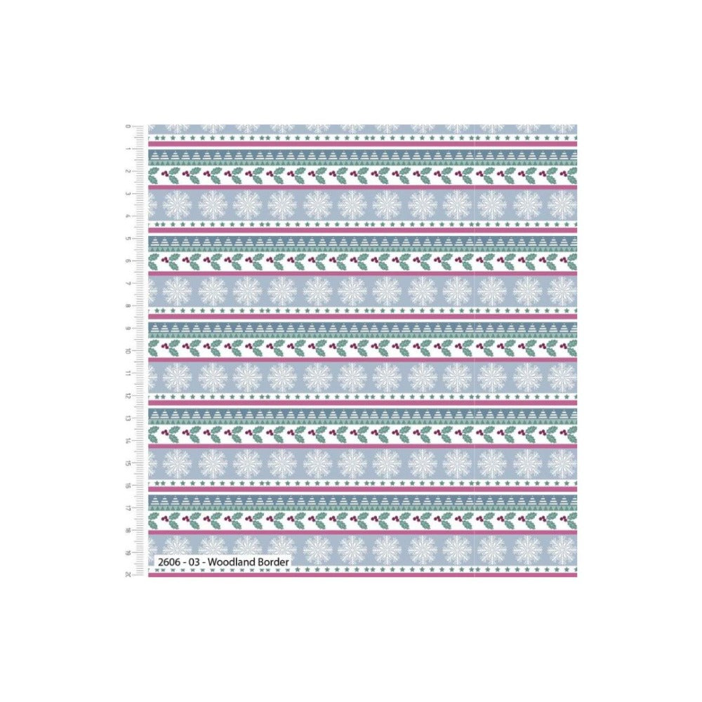 Woodland Border Christmas Fabric