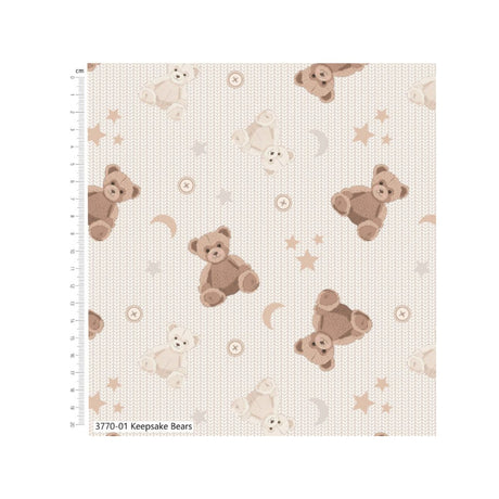 100% Cotton Fabric Toybox Treasures Keepsake Bears