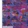 A close-up of a fabric  with an abstract, painterly design in shades of purple, pink, and blue, featuring brushstrokes and circular motifs. A white ruler scale is visible on the left side, and a label at the bottom reads '3717 - 01 Olive Lavender'.