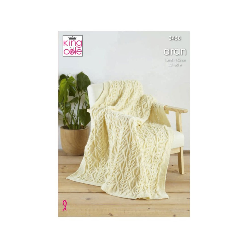 King Cole Aran Blanket Knitting Pattern 3458