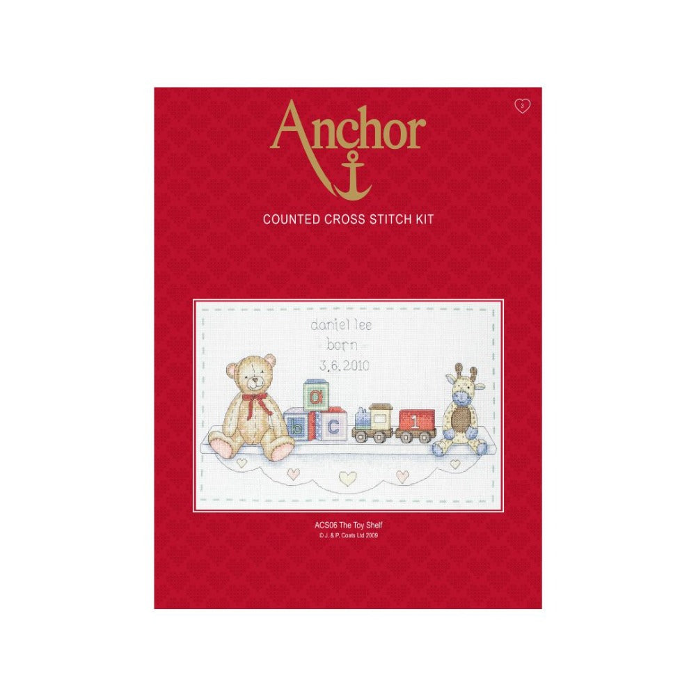 Anchor Birth Sampler Toy Shelf Cross Stitch Kit