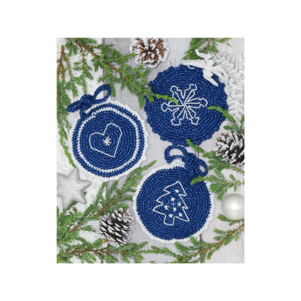 Anchor Crochet Circle Christmas Decorations Blue