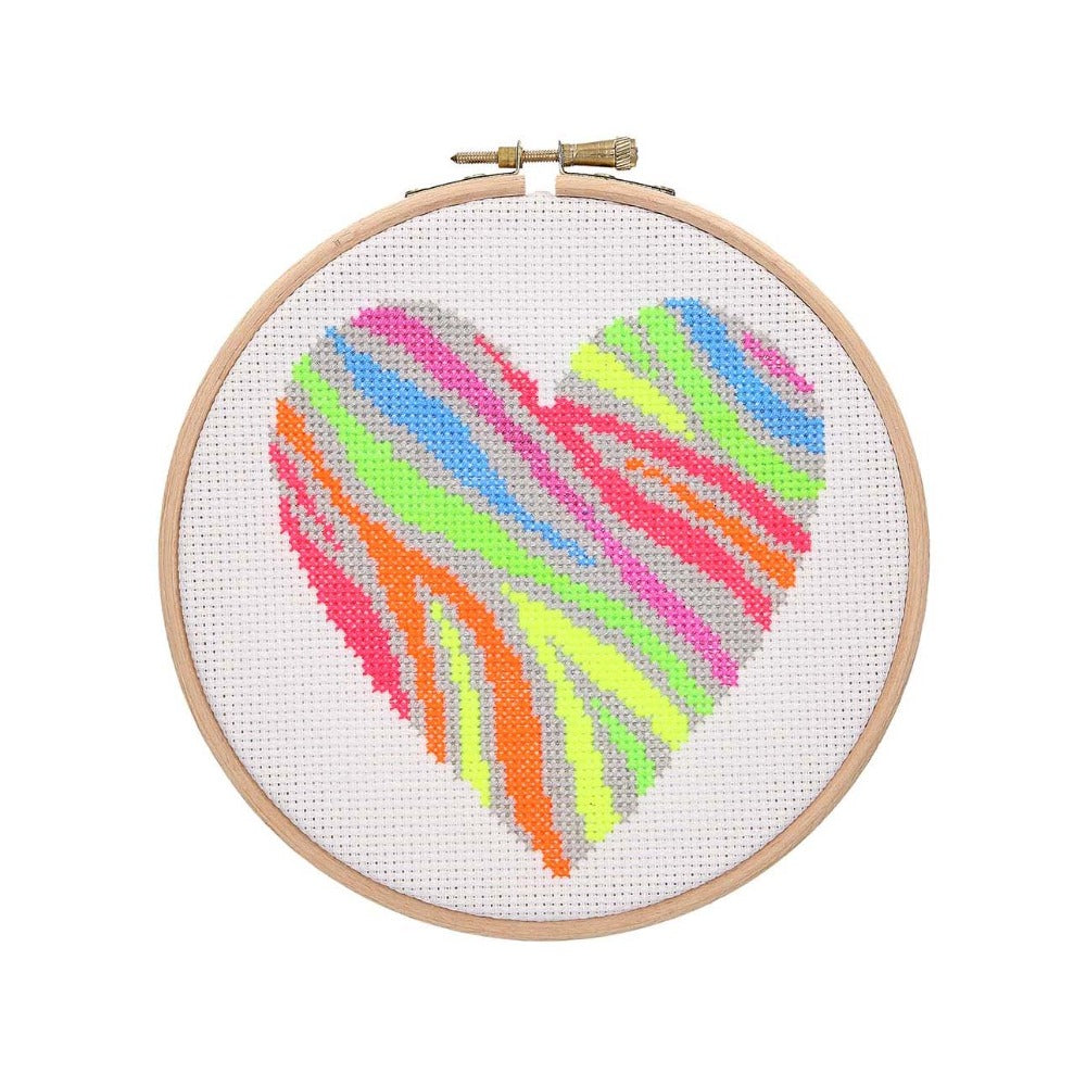 Anchor Cross Stitch Kit Neon Zebra Heart