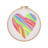 Anchor Cross Stitch Kit Neon Zebra Heart