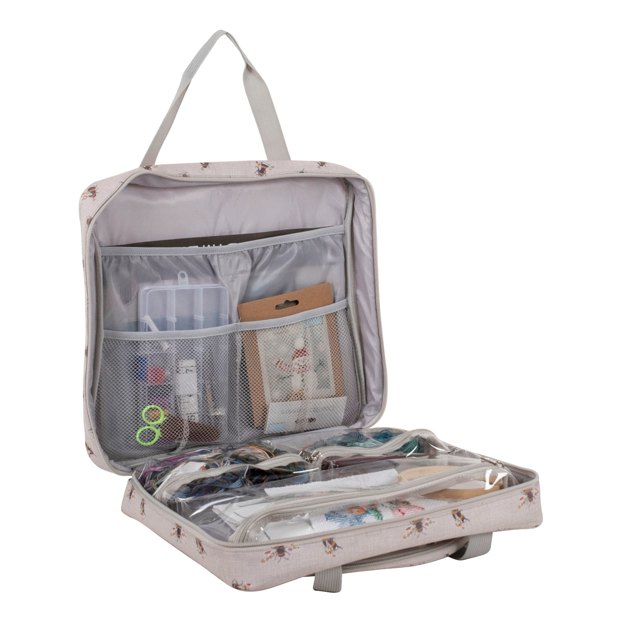 Bee Craft Bag with Embroidery Hoop Storage – Stylish & Functional