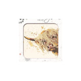 A square compact or palette featuring a stylized bull illustration made from many small gold-toned dots on a cream background, with the words 'FINE ART' printed near the top.