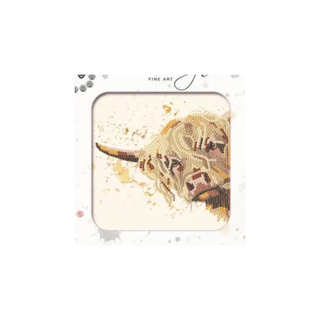 A square compact or palette featuring a stylized bull illustration made from many small gold-toned dots on a cream background, with the words 'FINE ART' printed near the top.