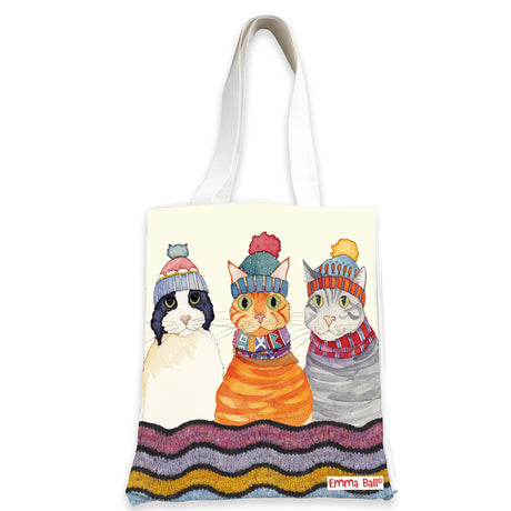 Emma Ball Cats in Hat Canvas Tote Bag
