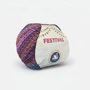 A ball of variegated yarn with purple, blue, and brown tones, wrapped in a white paper label that reads 'FESTIVAL' and shows the 'Cygnet Yarns' brand logo, on a plain white background.