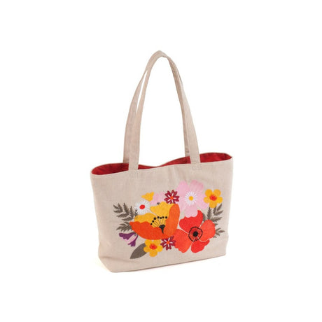 Embroidered Wildflowers Shoulder Tote Craft Bag