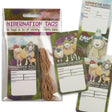 Hibernation Tags packaging with sheep illustrations and string on a white background