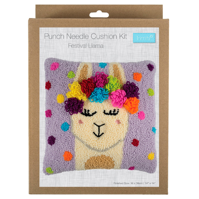 Trimits Festival Ilama Punch Needle Cushion Kit