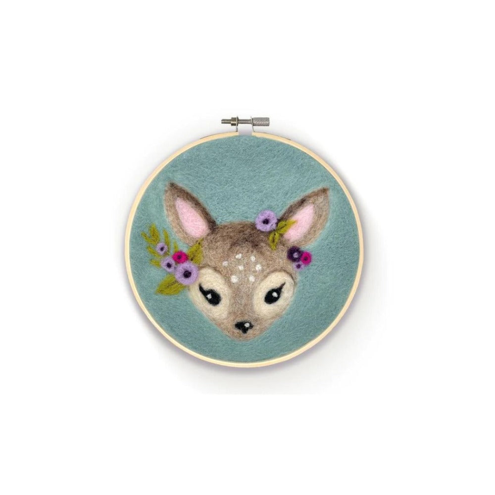 Floral Fawn in a Hoop Needle Felting Kit