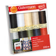 Gutermann thread set packaging with various colours of thread spools.