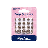 Hemline Assorted Snap Fasteners Silver Pack of 20