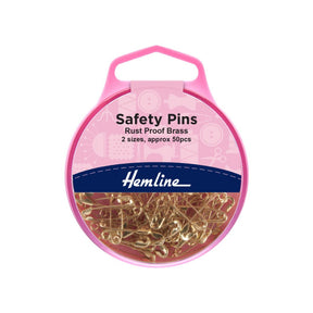 Hemline Brass Safety Pins Pack of 50