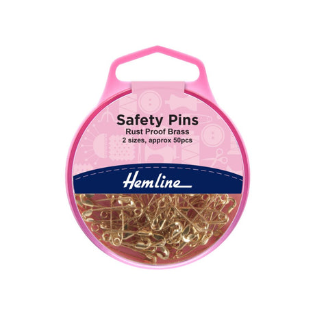 Hemline Brass Safety Pins Pack of 50