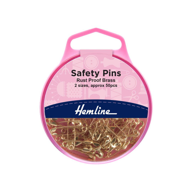 Hemline Brass Safety Pins Pack of 50