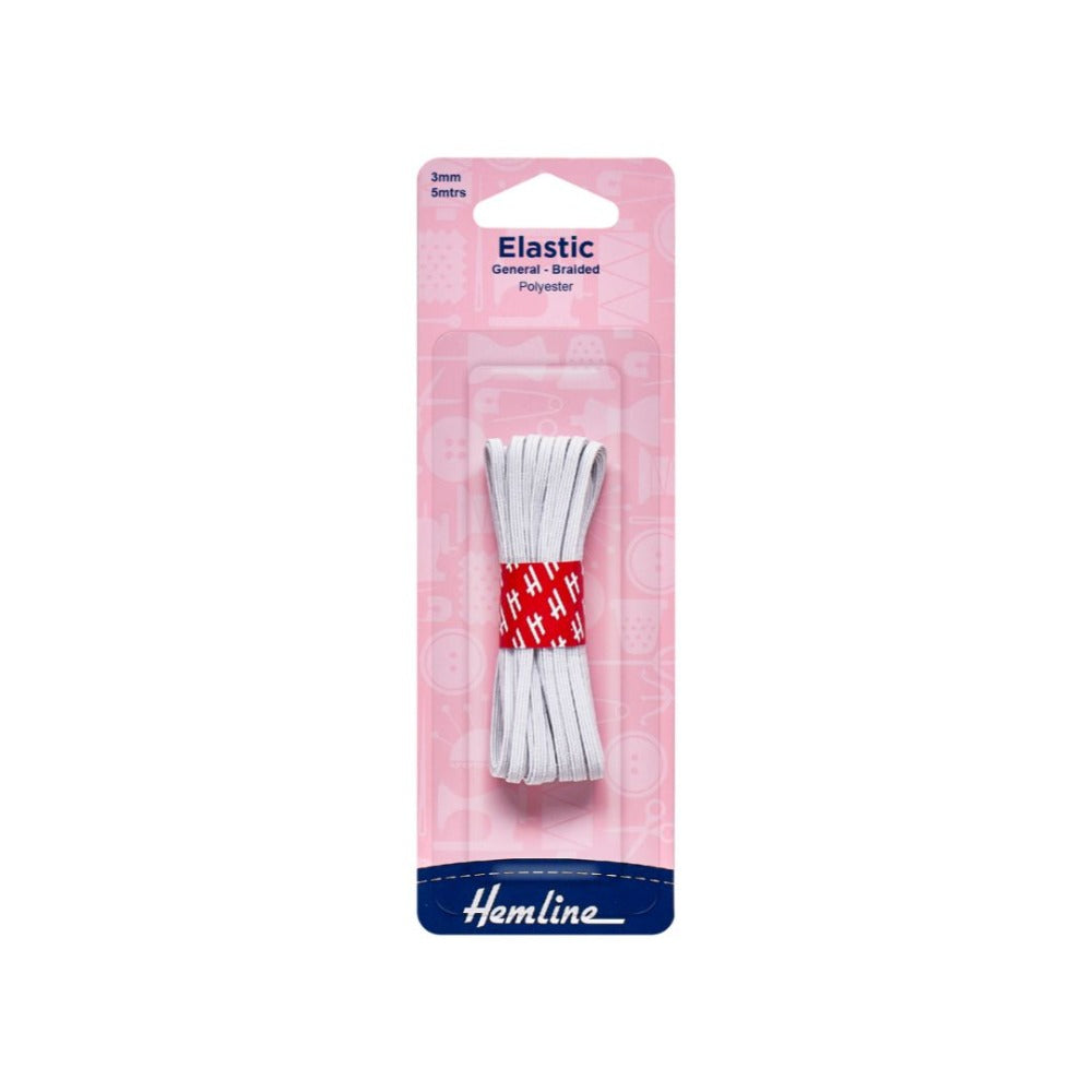 Hemline Elastic 3 mm White