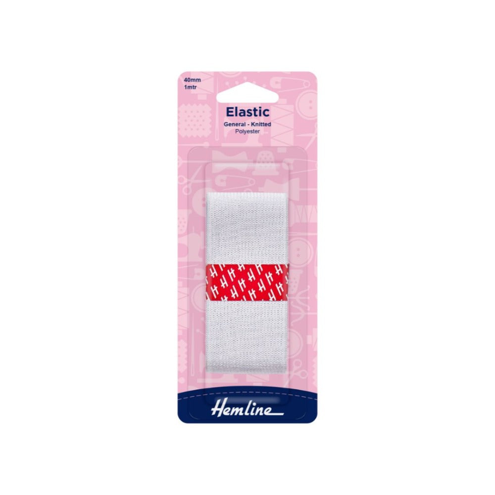 Hemline Elastic 40 mm White