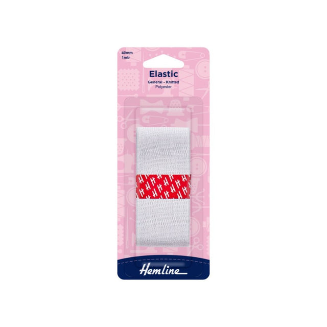 Hemline Elastic 40 mm White