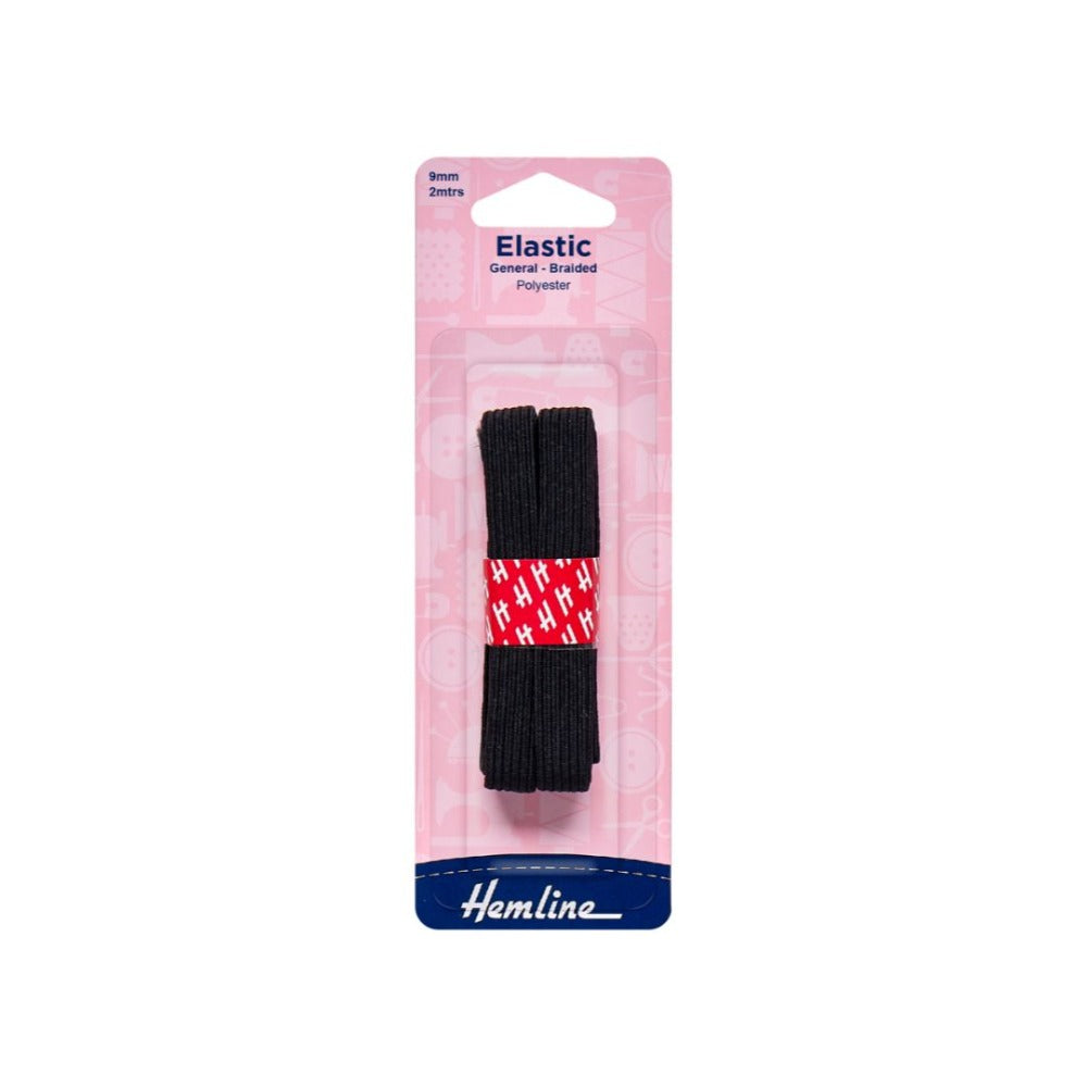 Hemline Elastic 9 mm Black