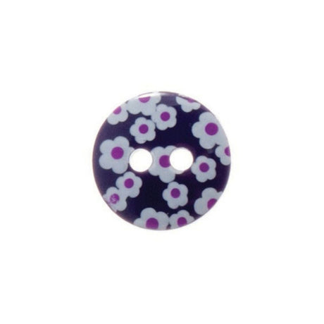 Hemline Floral Buttons Size 13 mm Purple