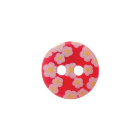 Hemline Floral Buttons Size 13 mm Red