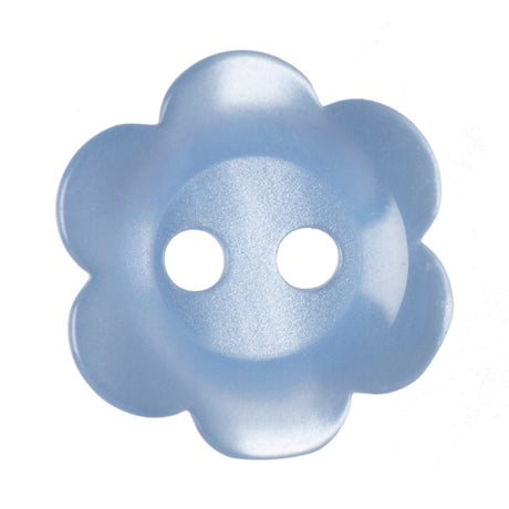 Hemline Flower Shaped Buttons Light Blue