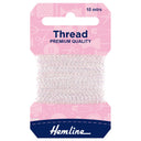 A package of Hemline sewing thread, 10 meters long, wound on a cardboard spool with a pink header card and a navy blue brand label at the bottom.